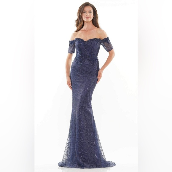 [rina dimontella] formal sweetheart embellished column gown blue - Picture 1 of 16